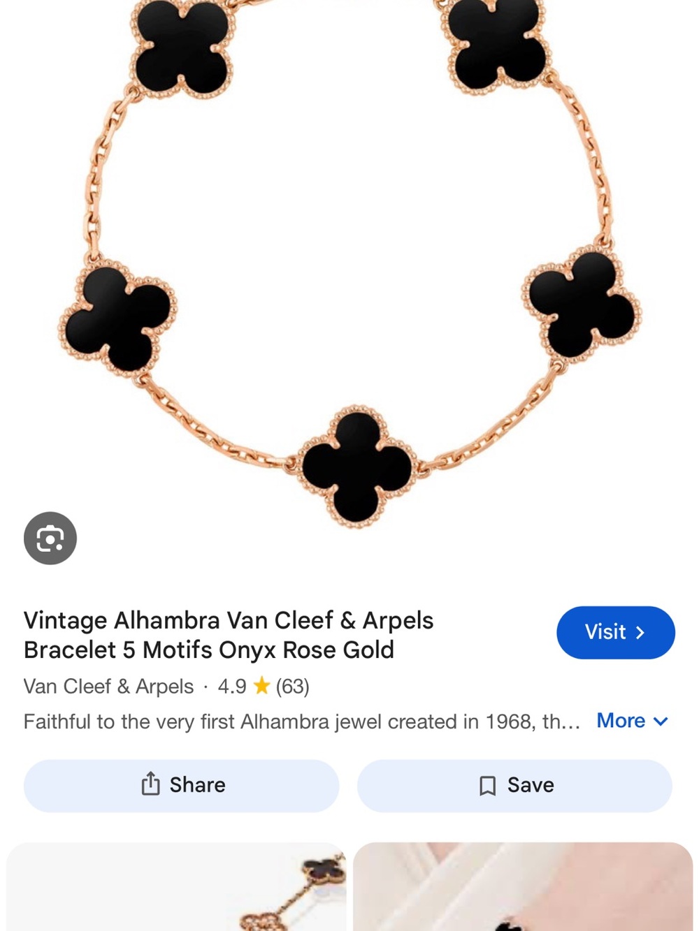 Van Cleef & Arpels Rose Gold Bracelet with Black Onyx Alhambra Motifs